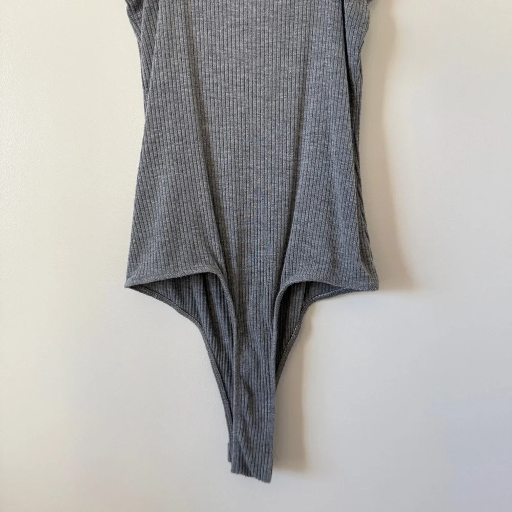 Heather Gray Ribbed Cami Tank Bodysuit - Picture 6 of 8